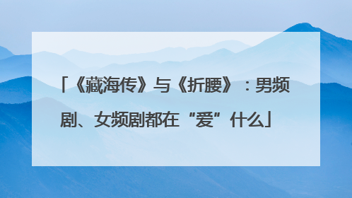 《藏海传》与《折腰》：男频剧、女频剧都在“爱”什么