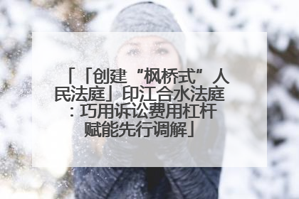 「创建“枫桥式”人民法庭」印江合水法庭：巧用诉讼费用杠杆 赋能先行调解