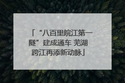“八百里皖江第一隧”建成通车 芜湖跨江再添新动脉