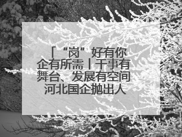 “岗”好有你 企有所需丨干事有舞台、发展有空间 河北国企抛出人才“橄榄枝”