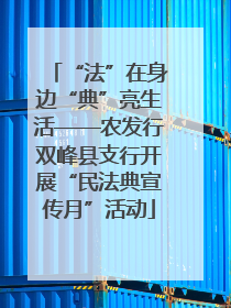 “法”在身边“典”亮生活——农发行双峰县支行开展“民法典宣传月”活动