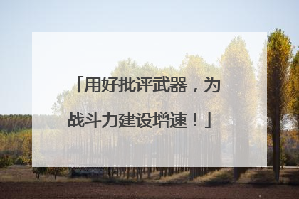 用好批评武器，为战斗力建设增速！