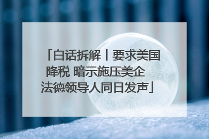 白话拆解丨要求美国降税 暗示施压美企 法德领导人同日发声
