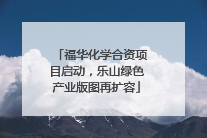 福华化学合资项目启动，乐山绿色产业版图再扩容