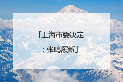 上海市委决定：张鸣履新