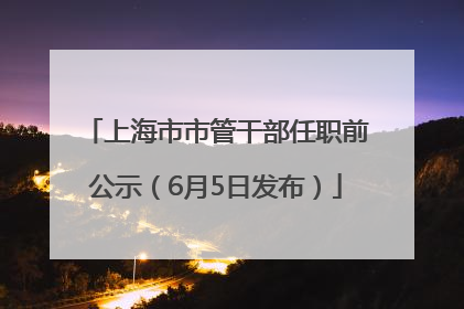 上海市市管干部任职前公示（6月5日发布）