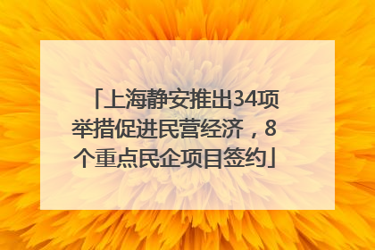 上海静安推出34项举措促进民营经济，8个重点民企项目签约