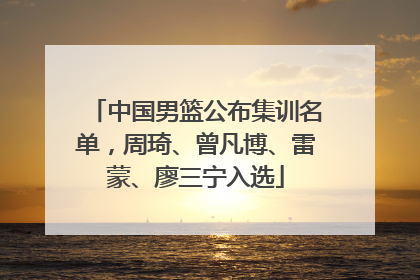 中国男篮公布集训名单，周琦、曾凡博、雷蒙、廖三宁入选
