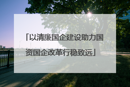 以清廉国企建设助力国资国企改革行稳致远