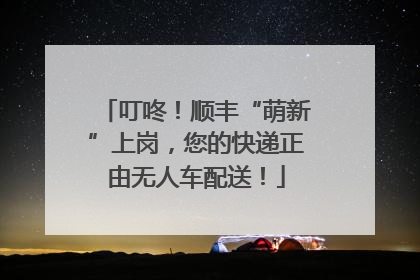 叮咚！顺丰“萌新”上岗，您的快递正由无人车配送！