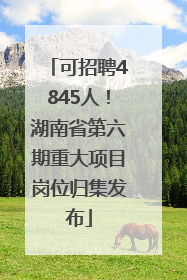 可招聘4845人！湖南省第六期重大项目岗位归集发布