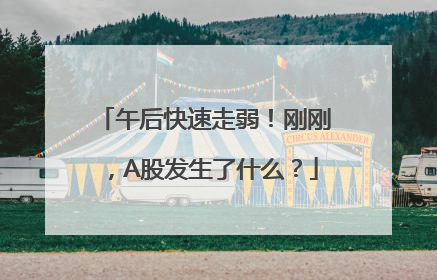 午后快速走弱！刚刚，A股发生了什么？