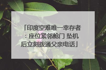 印度空难唯一幸存者：座位紧邻舱门 坠机后立刻拨通父亲电话