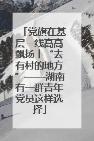 党旗在基层一线高高飘扬丨“去有村的地方”——湖南有一群青年党员这样选择