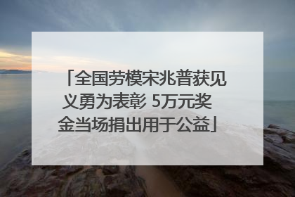 全国劳模宋兆普获见义勇为表彰 5万元奖金当场捐出用于公益