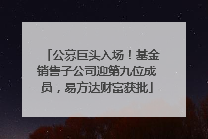 公募巨头入场！基金销售子公司迎第九位成员，易方达财富获批