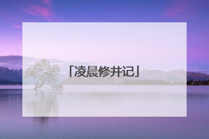 凌晨修井记