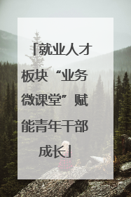 就业人才板块“业务微课堂”赋能青年干部成长