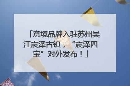 意境品牌入驻苏州吴江震泽古镇，“震泽四宝”对外发布！