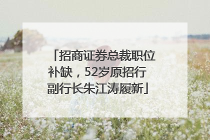 招商证券总裁职位补缺，52岁原招行副行长朱江涛履新