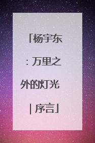 杨宇东：万里之外的灯光｜序言