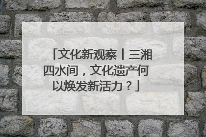 文化新观察丨三湘四水间，文化遗产何以焕发新活力？
