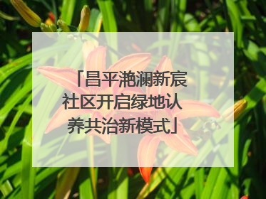 昌平滟澜新宸社区开启绿地认养共治新模式