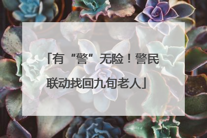 有“警”无险！警民联动找回九旬老人
