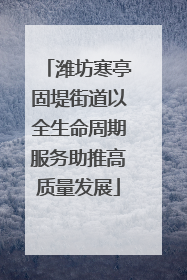潍坊寒亭固堤街道以全生命周期服务助推高质量发展