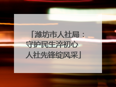 潍坊市人社局：守护民生淬初心 人社先锋绽风采