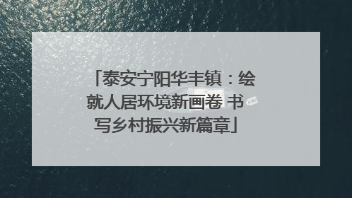 泰安宁阳华丰镇：绘就人居环境新画卷 书写乡村振兴新篇章