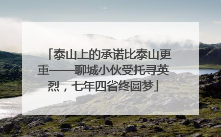 泰山上的承诺比泰山更重——聊城小伙受托寻英烈，七年四省终圆梦