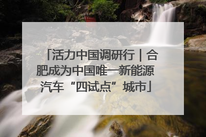 活力中国调研行｜合肥成为中国唯一新能源汽车“四试点”城市