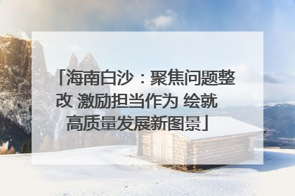 海南白沙：聚焦问题整改 激励担当作为 绘就高质量发展新图景