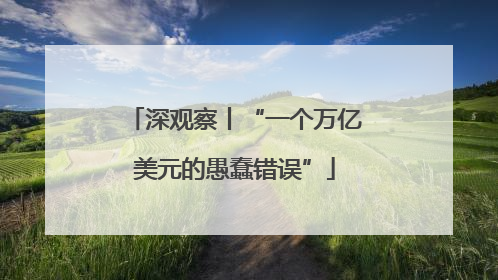 深观察丨“一个万亿美元的愚蠢错误”