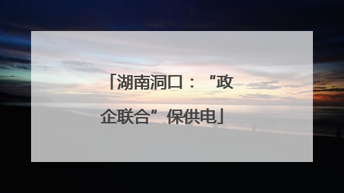 湖南洞口：“政企联合”保供电