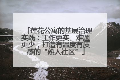 莲花公寓的基层治理实践：工作更实、难题更少，打造有温度有质感的“熟人社区”