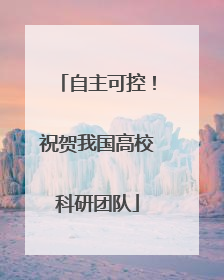 自主可控！祝贺我国高校科研团队