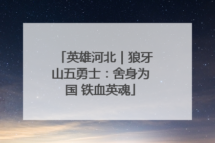 英雄河北｜狼牙山五勇士：舍身为国 铁血英魂