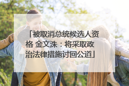 被取消总统候选人资格 金文洙：将采取政治法律措施讨回公道