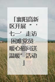 襄阳高新区开展“‘七一’走访困难党员 暖心慰问送温暖”活动