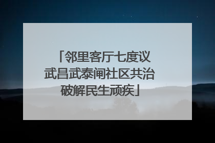 邻里客厅七度议 武昌武泰闸社区共治破解民生顽疾