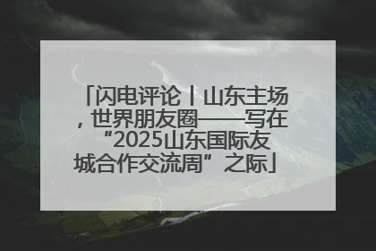 闪电评论丨山东主场，世界朋友圈——写在“2025山东国际友城合作交流周”之际