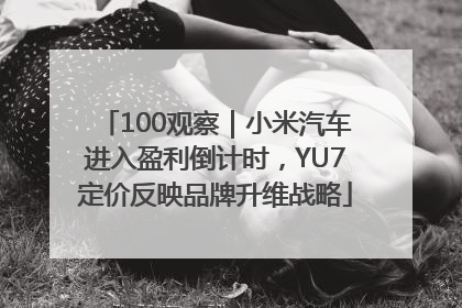 100观察｜小米汽车进入盈利倒计时，YU7定价反映品牌升维战略