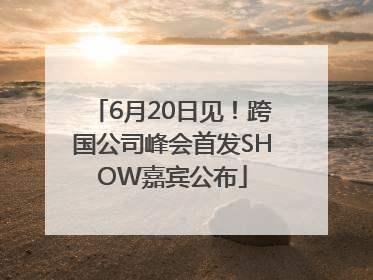 6月20日见！跨国公司峰会首发SHOW嘉宾公布