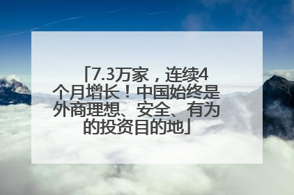 7.3万家，连续4个月增长！中国始终是外商理想、安全、有为的投资目的地