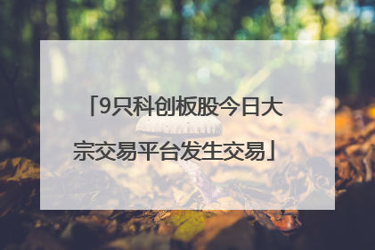 9只科创板股今日大宗交易平台发生交易
